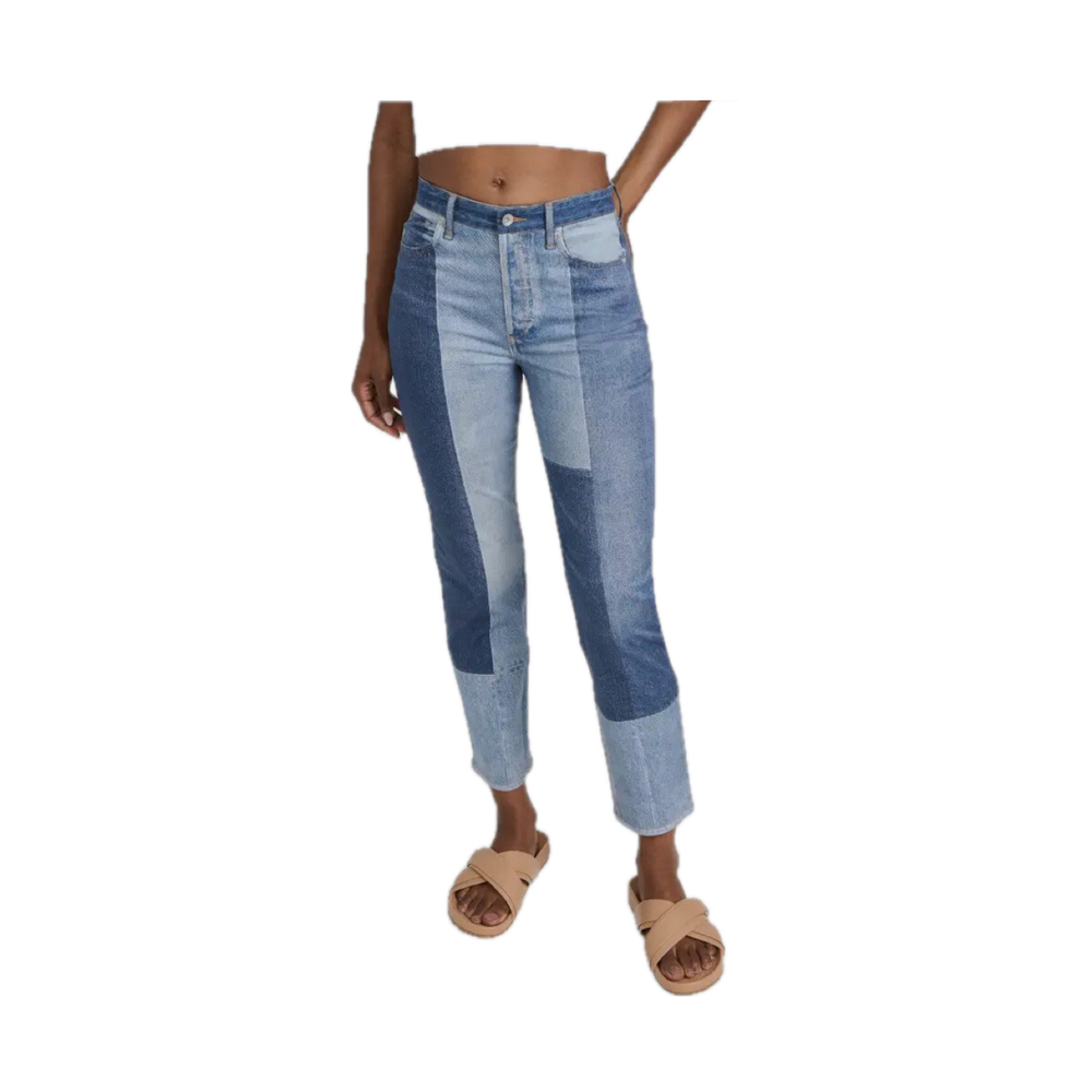 Rag & Bone Blue Patchwork High-Waisted Jeans - Si… - image 1